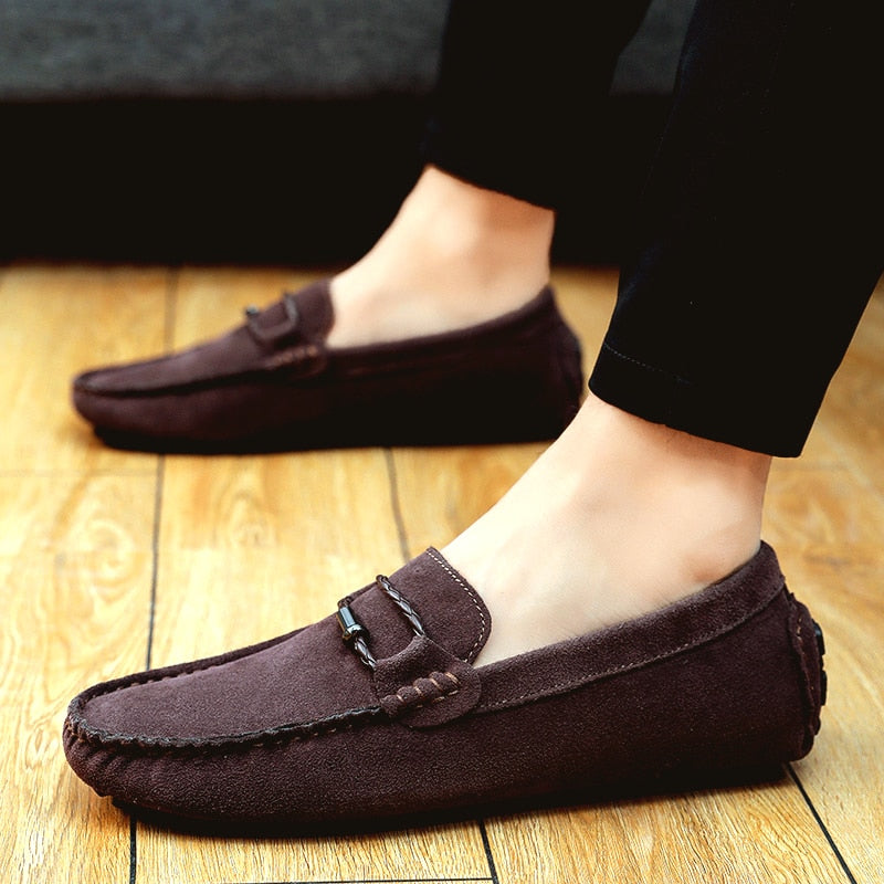 Advbridge Summer Men Loafers Sude Leather Casual Shoes Fashion Slip on Driving Shoes Breathable Moccasins Big Size 38-49 Leisure Walk