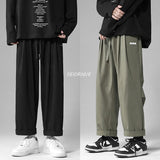 Advbridge Summer Cotton Casual Pants Men Fashion Retro Cargo Pants Men Japanese Streetwear Hip Hop Loose Straight Pants Mens Trousers