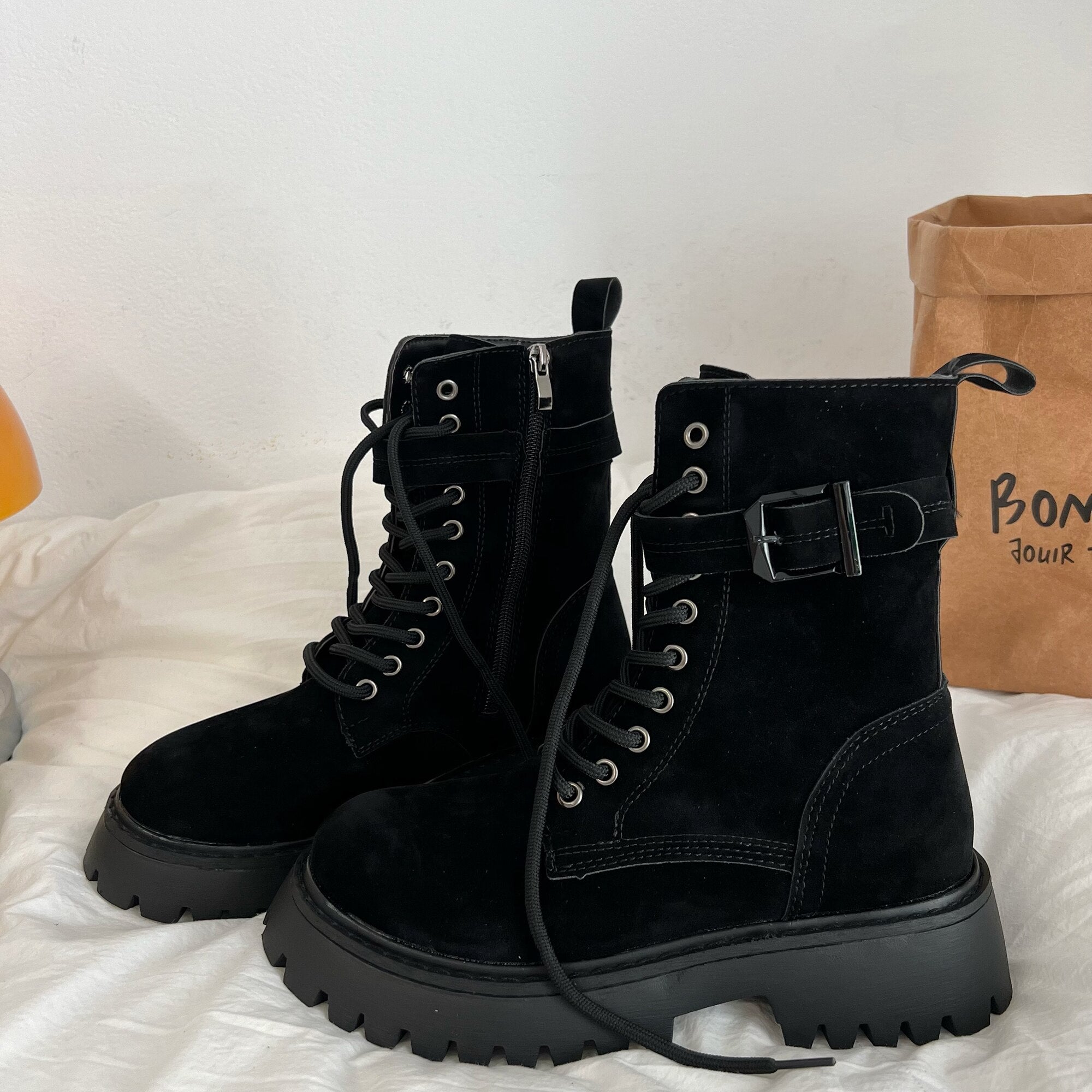 Advbridge women boots new luxury boots women chunky platform shoes College Girls black platform boots Lolita Shoes chelsea ankle boot