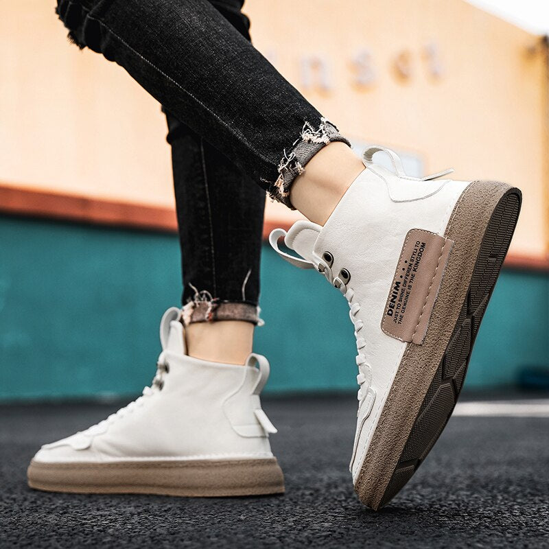 Advbridge Comfy Sneakers Men Spring Autumn Fashion Mens Shoes  Casual Leather Anti-Skid Men's Footwear All-match Lace-Up Casual Shoes Male