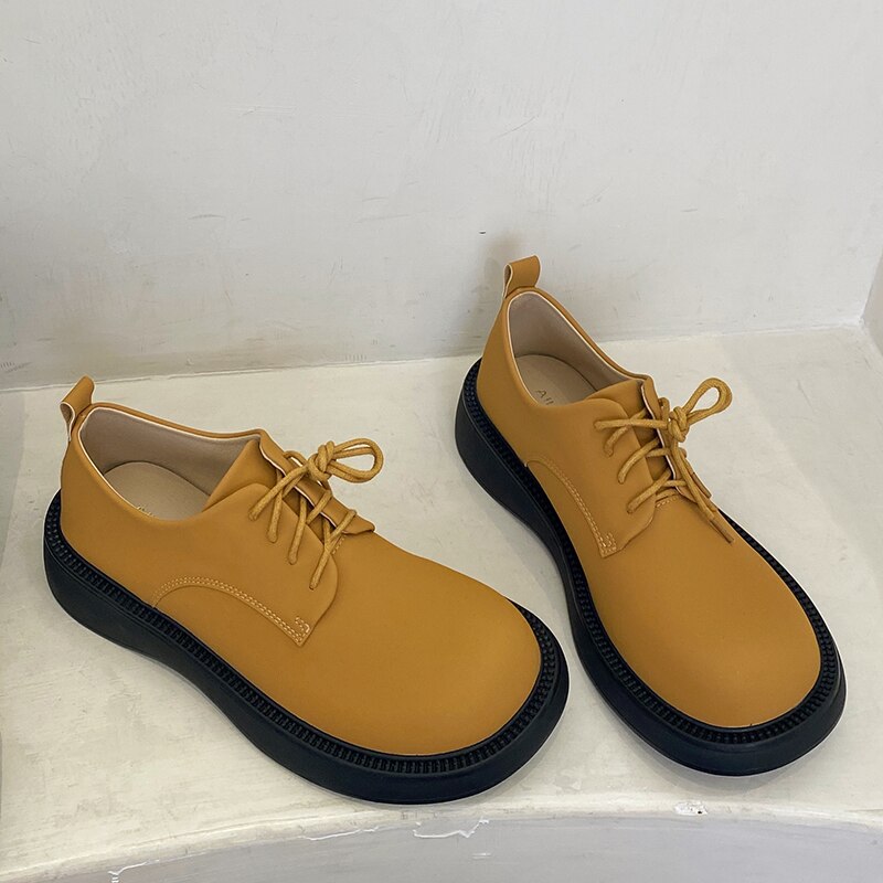Advbridge Fashion Female Shoes Casual Outside Round Toe Flats Student Uniform Lolita Platform Rubber Ladies Loafers  Women Mary Janes