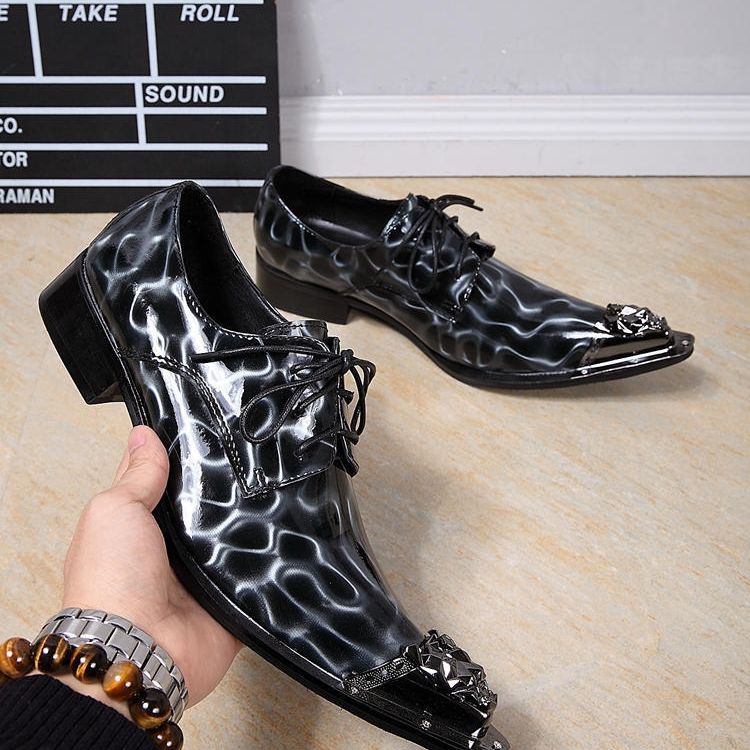 Advbridge Fashion Pointed Tilta Leather Men's Shoes Lace up Increased Stage Hair Stylist Nightclub British Trend Leather Shoes Men