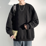 Advbridge Jacquard Men's Hoodies long-sleeved T-shirt Solid Color Loose Sweatshirt Casual Couple Basic New Soft senior Bottoming shirt Top