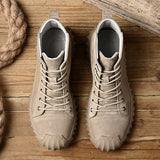 Advbridge Leather Man Ankle Boots Classic Comfy Men's Sneakers Soft Handmade Men Casual Shoes Lace-up Solid Non-slip Male Motorcycle Boots