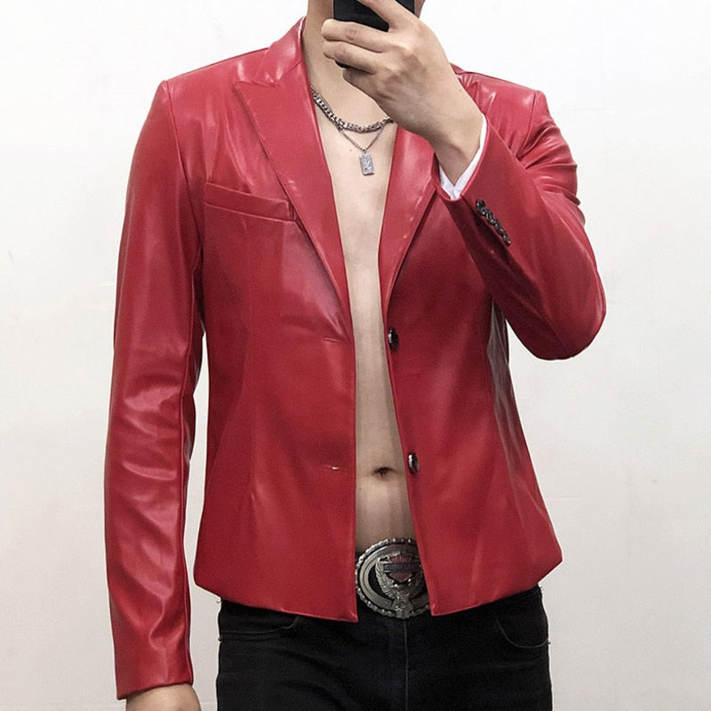 Advbridge New Leather Clothing Men's Short Suit Motorcycle Jacket Plus Size Customized Stage Performance Foreign Trade Clothing