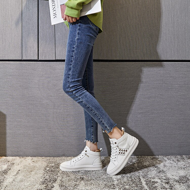 Advbridge Casual Platform Shoes Women's Sneakers  New Fashion Designer Tennis Female Elegant White Flat Shoes Female High Top Footwear