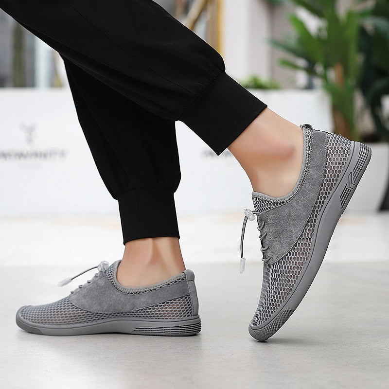 Advbridge Breathable Mesh Shoes Men Summer Casual Sneakers Non-Slip Outdoor Hiking Shoes Hollow Out Mens Loafers Lightweight Beach Sandals