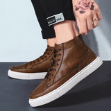 Advbridge Trendy Men's Casual Shoes High Top Sneakers Men Leather Handmade Italian Mens Shoes Brand Designer Skate  Footwear Man Moccasins