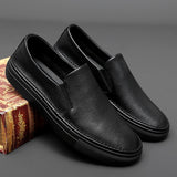 Advbridge High Quality Genuine Leather Mens Casual Round Toe Shoes Lightweight Breathable Loafers Men's Slip-on Comfortable Fashion Shoes