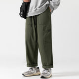 Advbridge Spring Autumn Fashion Solid Casual Men's Drawstring Waist Versatile Cool Boys Cotton Loose Wide Leg Pants AllSeason Pocket