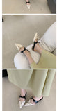 Advbridge 2023 Summer Women Pointed Toe Sandals Bow Design Ankle Buckle Strap Thin Mid Heels Fashion Sandals Dress Wedding Shoes Muj