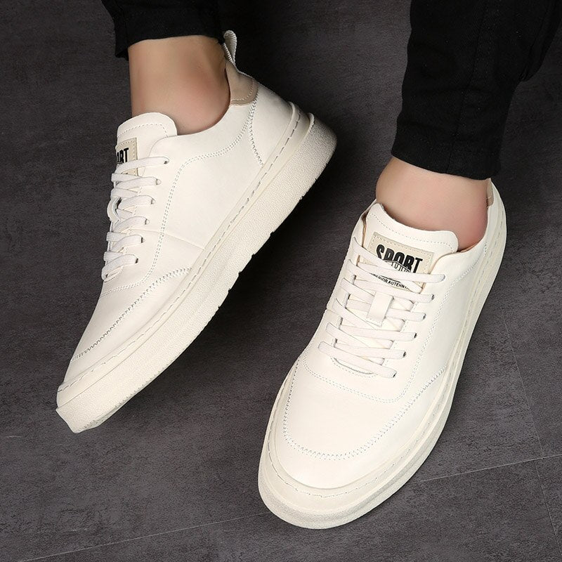 Advbridge New Leather Men's Casual Shoes Fashion Brand male Footwear High Quality Leisure Office shoes classic white daily outdoor flats