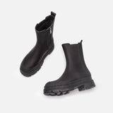 Advbridge Women Flat Platform Ankle Boots Autumn Winter Ladies Mid-calf Chelsea Boots Female Side Zipper Slip On Leather Boots Size 42