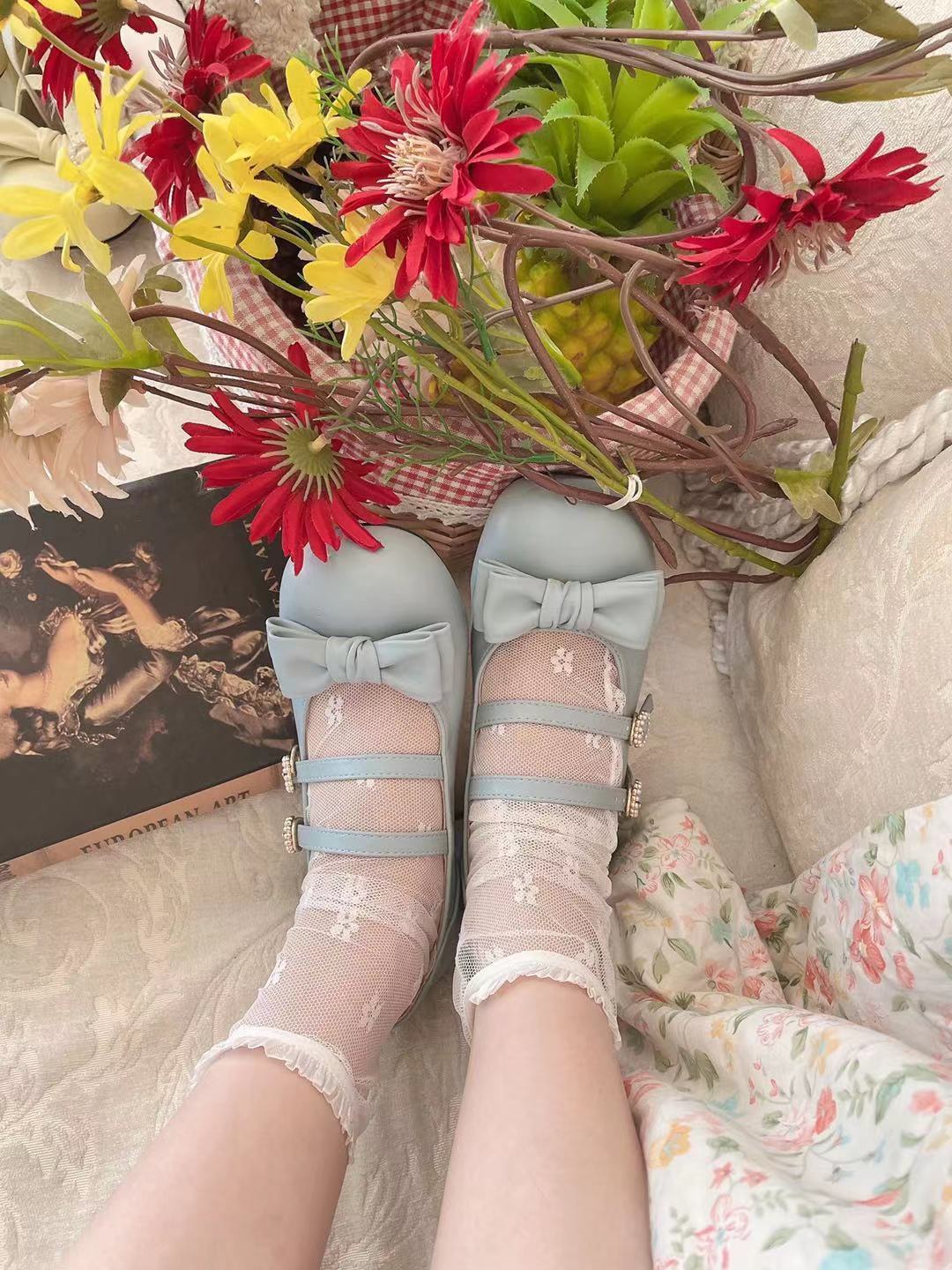 Advbridge Japanese Lolita Kawaii Sandals Women College Style Bow Design Sweet Mary Janes Shoes Female Pure Color Casual Shoes Autumn