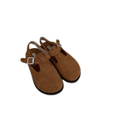 Advbridge Low Sandals Woman Leather Velvet Shoes Low-heeled Suede Rubber PU Fretwork Flock Basic Velvet Shoes Low Sandals Woman Leather Su