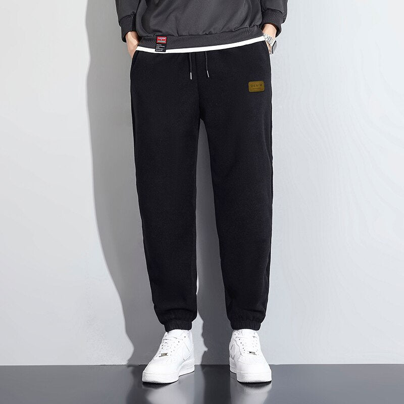Advbridge New Men Loose Jogging Pants Fashion Autumn Winter Fleece Warm Sweatpants Mens Outdoor Straight Trousers Pantalon Hommes