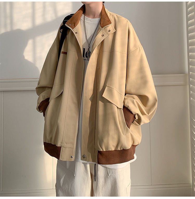 Advbridge Autumn Winter Solid Versatile Casual Men Loose Sporty Cool Boys Soft Jacket Outdoor Functional Couple Workwear Solid Patchwork