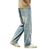 Advbridge Jeans For Men Baggy Pants Loose Fit Wide Leg Straight Cut Light Blue Spring And Summer Men's Jeans Streetwear Hiphop Casual