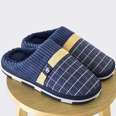 Advbridge  Men Slippers New Warm  Men's Slippers Short Plush Flock Home Slippers for Men Hard-wearing Non-slip Sewing Soft Male Shoes