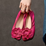 Advbridge Genuine Leather Retro Big Flower Loafers Shoes For Women Slip On Flats Shoes Soft Sole Luxury Casual Low Heels Ladies