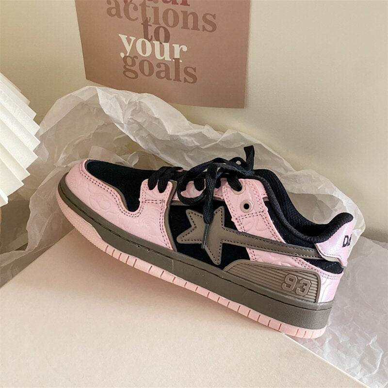 Advbridge Platform Sneakers Women New Brand Casual Female Vulcanized Shoes Sneakers Spring Autumn Lace Up Woman Flats Shoes Ladies Pink