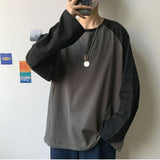 Advbridge Spring Autumn Winter Fashion Casual Pullover Men's Loose Cotton Pullover Striped Patchwork Solid T-Shirt