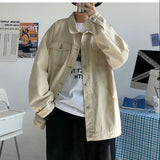 Advbridge Autumn Winter Men's Solid Casual Loose Pockets Jacket Retro Button Coat Boy