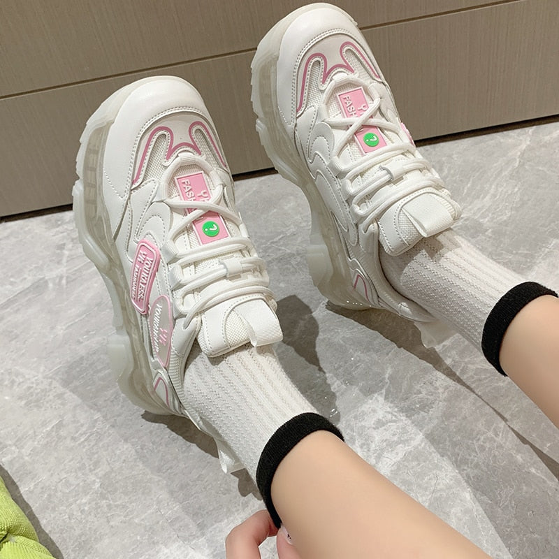 Advbridge Platform White Sneakers For Women Chunky Shoes Brand Fashion Walking Trainers Casual Shoes Woman Dad Shoes  Spring