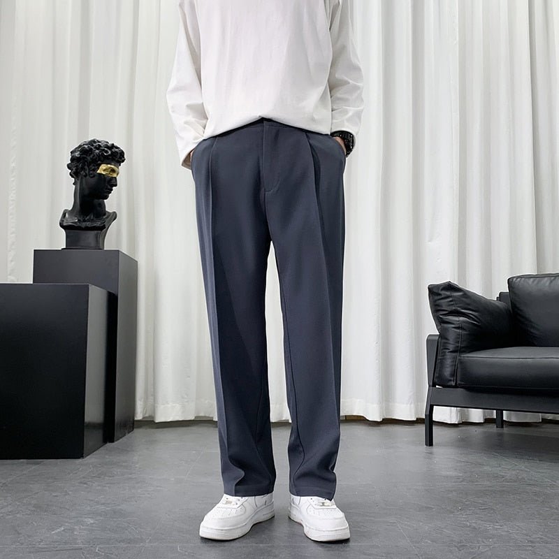 Advbridge New Men Casual Pants Solid Wide Leg Trousers Straight Fashionable  Suit Pants Streetwear Comfortable Fabric Oversize Unisex