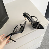Advbridge Summer High Heel Slides Formal Ladies Party Shoes Dress Mules Sexy Strappy Shoes Women Zapatos De Tacon Mujer Elegantes