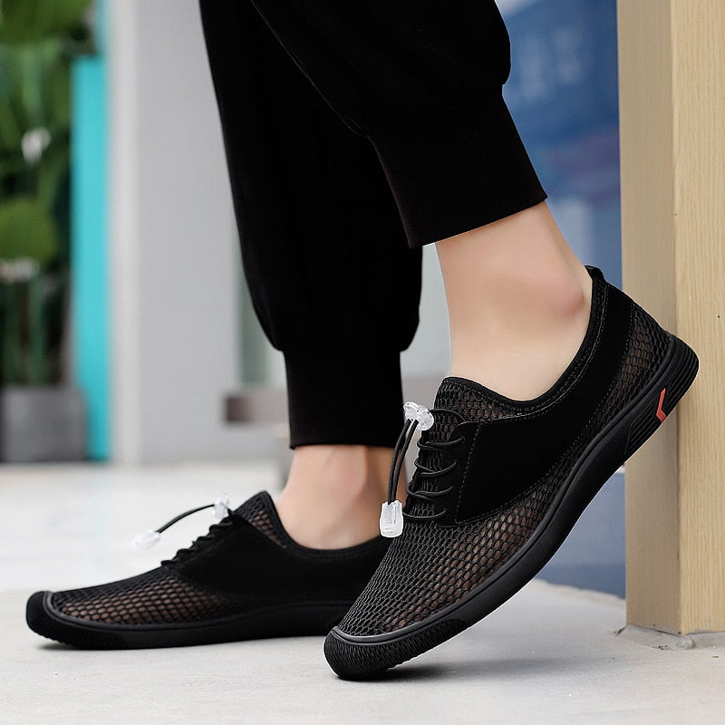 Advbridge Breathable Mesh Shoes Men Summer Casual Sneakers Non-Slip Outdoor Hiking Shoes Hollow Out Mens Loafers Lightweight Beach Sandals