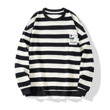 Advbridge Harajuku Round Neck Pullovers Men's Clothing Korean Style Striped Design Sweatshirt Large Size Male Hoodies