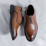 Advbridge Mens Shoes Leather Outdoor Men Casual Business Oxford Shoes Fashion Style Lace Up  Dress Shoes Casual Flats Shoes Size 38-44