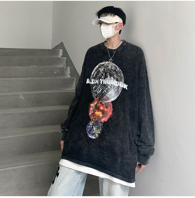 Advbridge Loose Fit Long Sleeve T Shirts for Men Fall Fashion Trends Pullover Tops Teenage Harajuku Style Streetwear Oversized Casual Tees