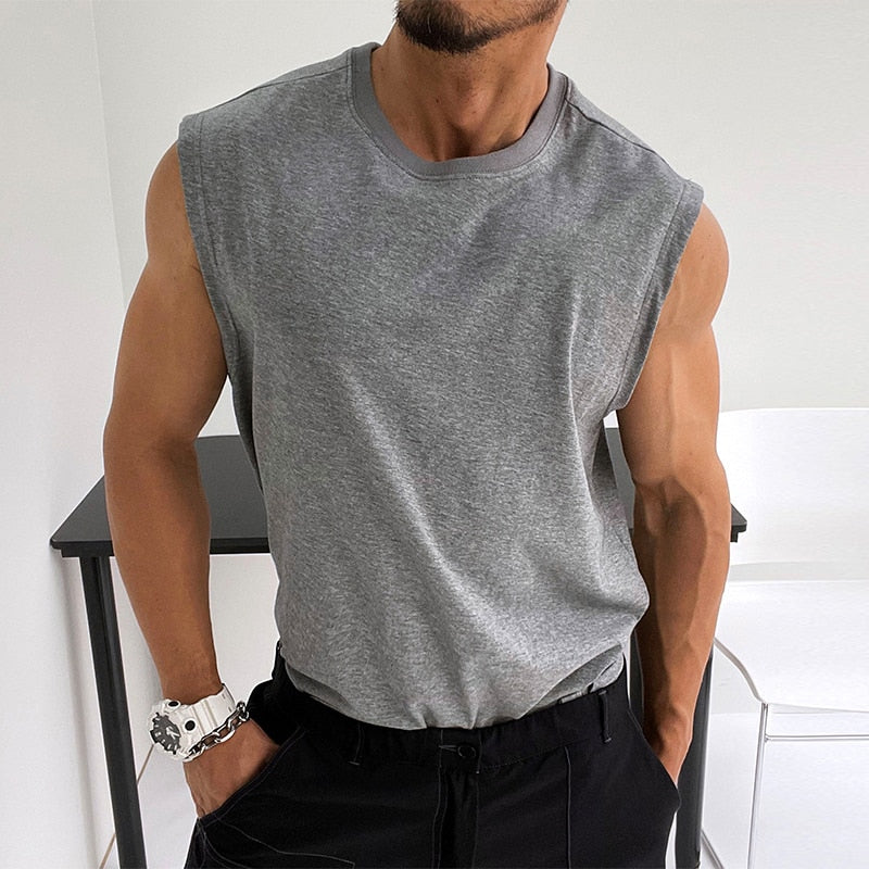 Advbridge Casual Mens Sleeveless Gym Tank Tops 2023 Fashion Slim Summer Shirt Men Clothing New Crew neck Pullover t Shirt Tee Streetwear