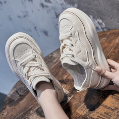 Advbridge 2023 Fashion Sneakers Women Genuine Leather Shoes Young Ladies Casual Shoes Height Increasing Brand White Shoes Thick Sole D002