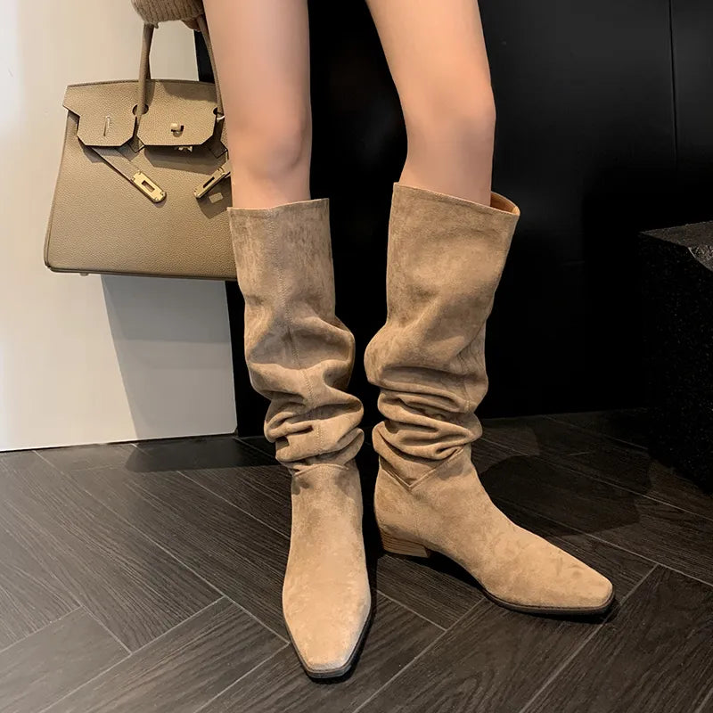 Advbridge New Arrival Four Season Concise Women Over The Knee Boots Fashion Low Heels Party Prom Elegant Shoes Woman Long Boots
