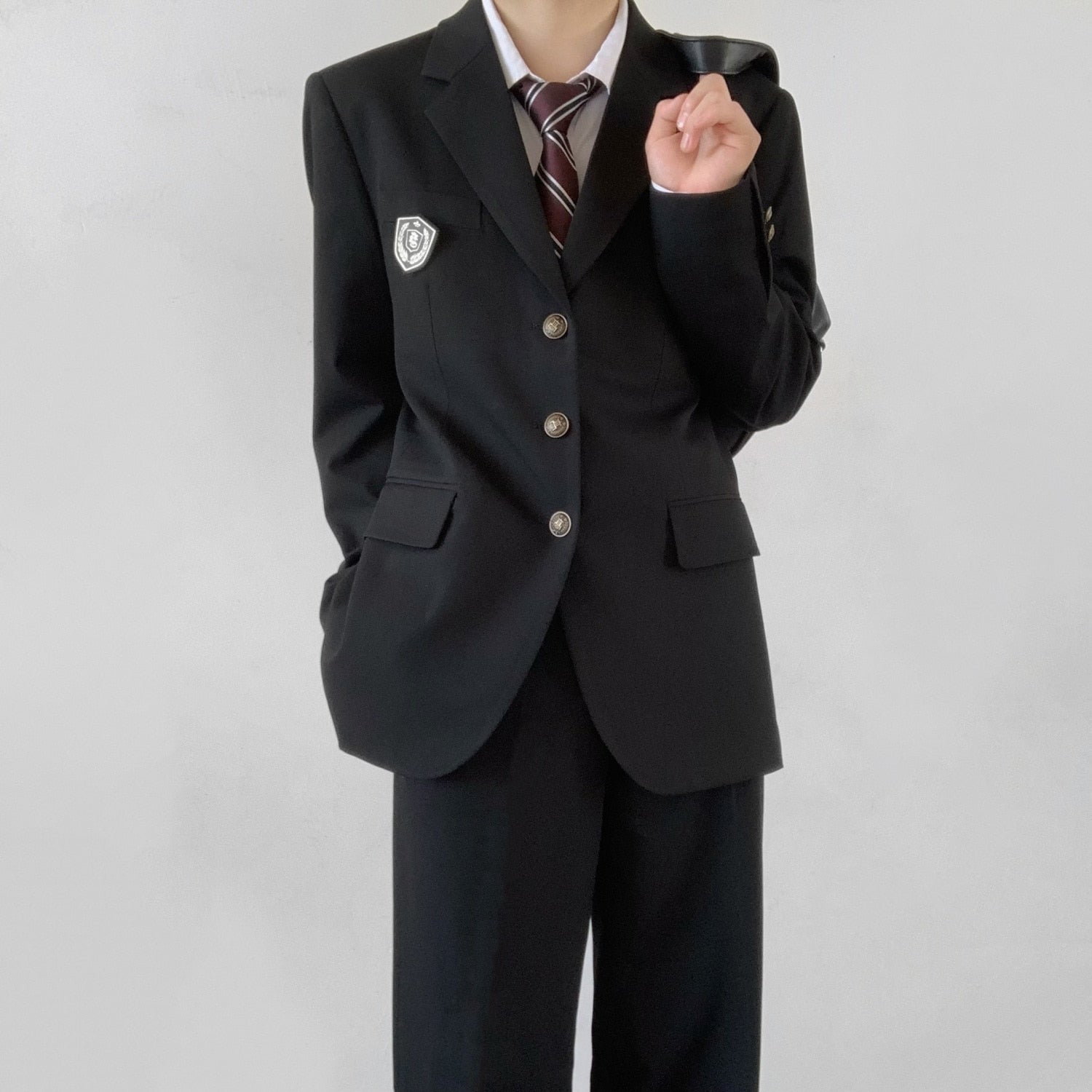 Advbridge Japanese Autumn Winter Navy Blue Suit Jacket Trousers Suit Men's Causal Loose High Street Jackets Men Tops Male Clothes