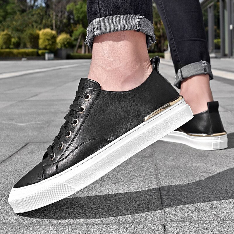 Advbridge Luxury White Men's Casual shoes High Quality Lace-up outdoor flats Genuine Leather man Sneakers Brand Black Designers Footwear