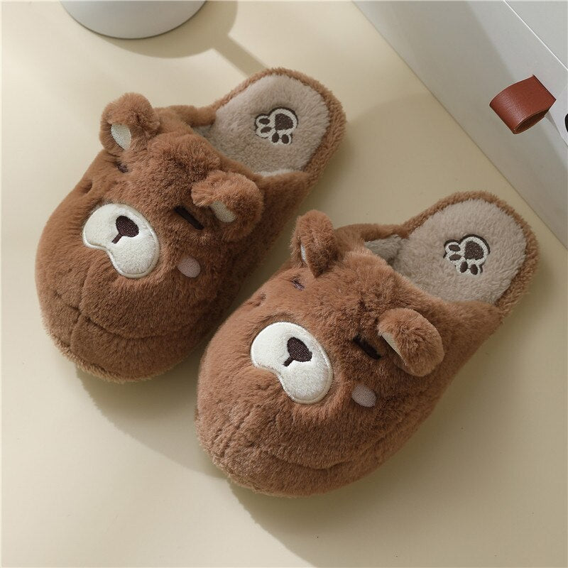 Advbridge Winter New Frog Cotton Slippers Women Household Warmth Autumn and Winter Lovers Cute Cartoon Indoor Personality Plush Slippers