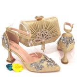 Advbridge Fresh Beautiful Silver Women's Shoes Totem-style Arrangement Of Rhinestone Design Party Ladies Shoes And Handbags