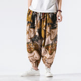 Advbridge Mens Fashion Loose Mid Waist Drawstring Trousers 2023 Men Pockets Long Pant Streetwear Spring Casual Graphic Print Harem Pants