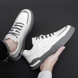 Advbridge Men's Cowhide Rubber Sole White Board Shoes New Lace Up Sports Shoes Men's Fashion Casual Shoes Driving Shoes Outdoor Work Shoes