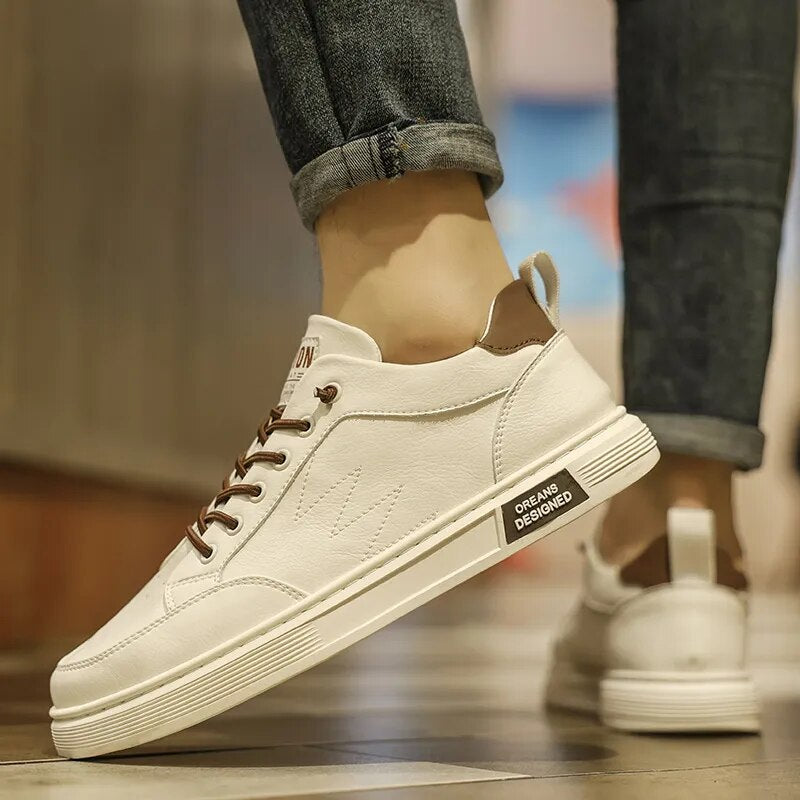 Advbridge Lightweight Leather Walking Shoes Men Shoes Dress White Shoes Men Shoes Brand Casual Shoes for Men Comfortable Sneakers