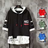 Advbridge Men ribben hoodies Summer Male Fashion short sleeve hoodies Men's hoodies tshirt Color Splice hooded tshirt Street Style