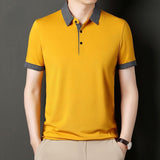 Advbridge Summer New Men's Short Sleeve Polo Shirt Lapel Casual Fashion Tees Shirts Solid Patchwork Pullover Casual Oversize Clothing