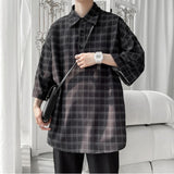 Advbridge Summer New Men's Plaid Shirt Half Sleeved Harajuku Neutral Fashion Casual Hip Hop College 2023 Polo Collar Shirt Original Design
