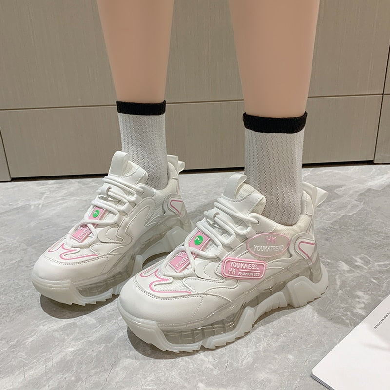 Advbridge Platform White Sneakers For Women Chunky Shoes Brand Fashion Walking Trainers Casual Shoes Woman Dad Shoes  Spring