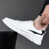Advbridge Elastic Band Men's Casual Shoes Breathable White Handmade Designer Loafers British Fashion Solid Color Flats M66701