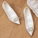 Advbridge Silk Bridal Wedding Shoes Woman 5cm High Heels Crystal Buckle Pumps Ladies Traf Loafers Zapatos Mujer Big Size 34-43 Escarpins